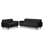 Load image into Gallery viewer, Baxton Studio Allister Mid-Century Modern Dark Grey Fabric Upholstered 2-Piece Living Room Set
