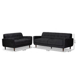 Load image into Gallery viewer, Baxton Studio Allister Mid-Century Modern Dark Grey Fabric Upholstered 2-Piece Living Room Set
