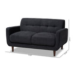 Load image into Gallery viewer, Baxton Studio Allister Mid-Century Modern Dark Grey Fabric Upholstered Loveseat
