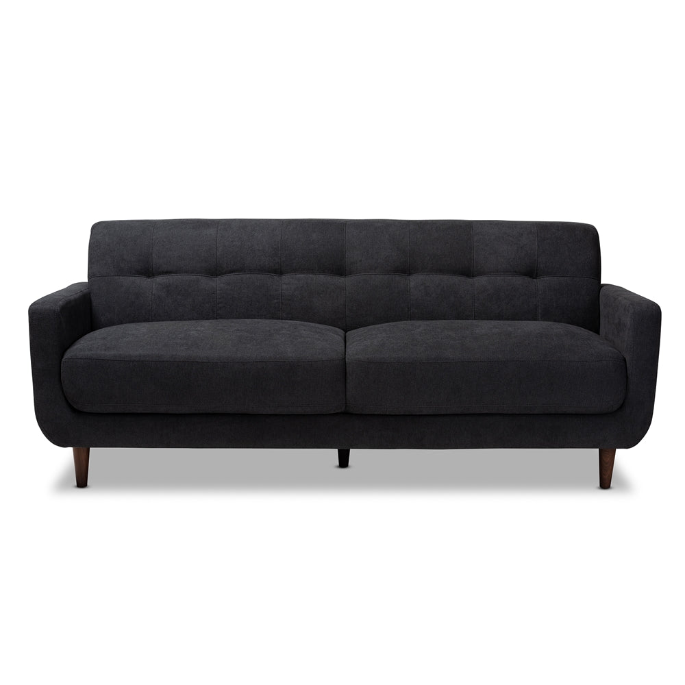 Baxton Studio Allister Mid-Century Modern Dark Grey Fabric Upholstered Sofa