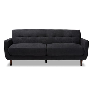 Baxton Studio Allister Mid-Century Modern Dark Grey Fabric Upholstered Sofa