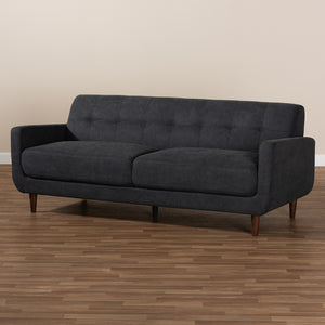 Baxton Studio Allister Mid-Century Modern Dark Grey Fabric Upholstered Sofa