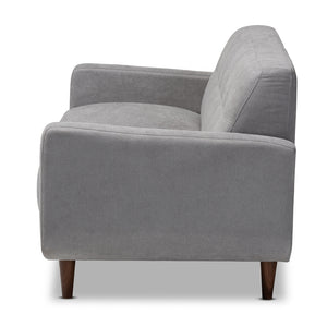 Baxton Studio Allister Mid-Century Modern Light Grey Fabric Upholstered Loveseat