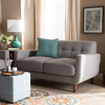 Load image into Gallery viewer, Baxton Studio Allister Mid-Century Modern Light Grey Fabric Upholstered Loveseat
