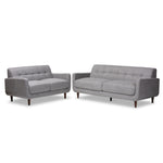 Load image into Gallery viewer, Baxton Studio Allister Mid-Century Modern Light Grey Fabric Upholstered 2-Piece Living Room Set
