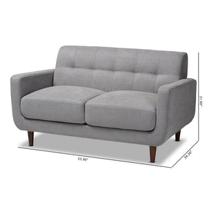 Baxton Studio Allister Mid-Century Modern Light Grey Fabric Upholstered Loveseat