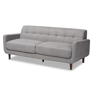 Baxton Studio Allister Mid-Century Modern Light Grey Fabric Upholstered Sofa