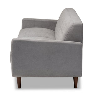 Baxton Studio Allister Mid-Century Modern Light Grey Fabric Upholstered Sofa