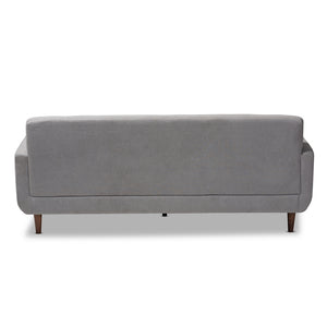 Baxton Studio Allister Mid-Century Modern Light Grey Fabric Upholstered Sofa