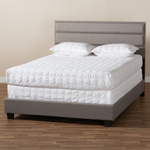 BAXTON STUDIO ANSA MODERN AND CONTEMPORARY GREY FABRIC UPHOLSTERED QUEEN SIZE BED