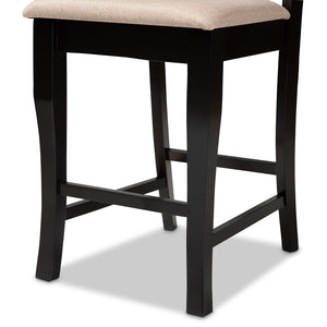 BAXTON STUDIO NISA MODERN AND CONTEMPORARY SAND FABRIC UPHOLSTERED ESPRESSO BROWN FINISHED WOOD COUNTER STOOL (SET OF 2)