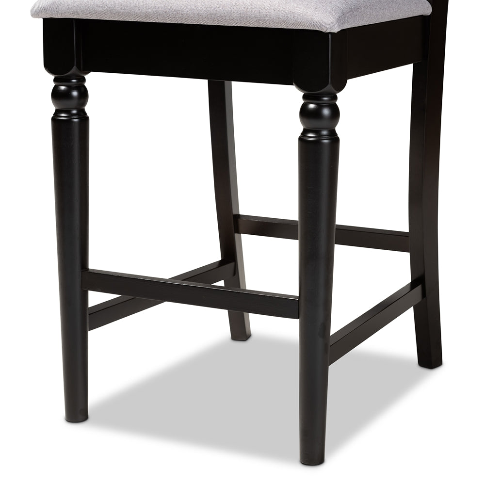 BAXTON STUDIO ARDEN MODERN AND CONTEMPORARY GREY FABRIC UPHOLSTERED ESPRESSO BROWN FINISHED WOOD COUNTER STOOL (SET OF 2)