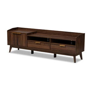 Baxton Studio Lena Mid-Century Modern Finished 2-Drawer Wood TV Stand