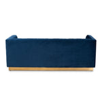 Load image into Gallery viewer, Baxton Studio Aveline Glam And Luxe Navy Blue Velvet Fabric Upholstered Brushed Gold Finished Sofa
