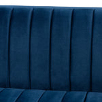 Load image into Gallery viewer, Baxton Studio Aveline Glam And Luxe Navy Blue Velvet Fabric Upholstered Brushed Gold Finished Sofa
