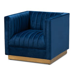 Load image into Gallery viewer, Baxton Studio Aveline Glam And Luxe Navy Blue Velvet Fabric Upholstered Brushed Gold Finished 2-Piece Living Room Set
