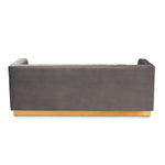 Load image into Gallery viewer, Baxton Studio Aveline Glam And Luxe Grey Velvet Fabric Upholstered Brushed Gold Finished Sofa
