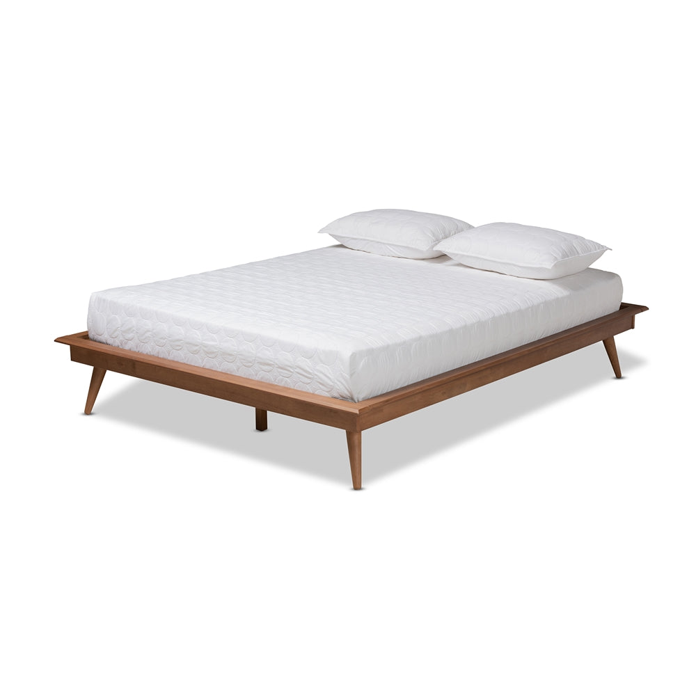 Baxton Studio Karine Mid-Century Modern Walnut Brown Finished Wood Queen Size Platform Bed Frame