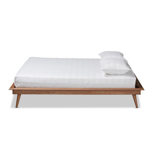 Baxton Studio Karine Mid-Century Modern Walnut Brown Finished Wood Queen Size Platform Bed Frame