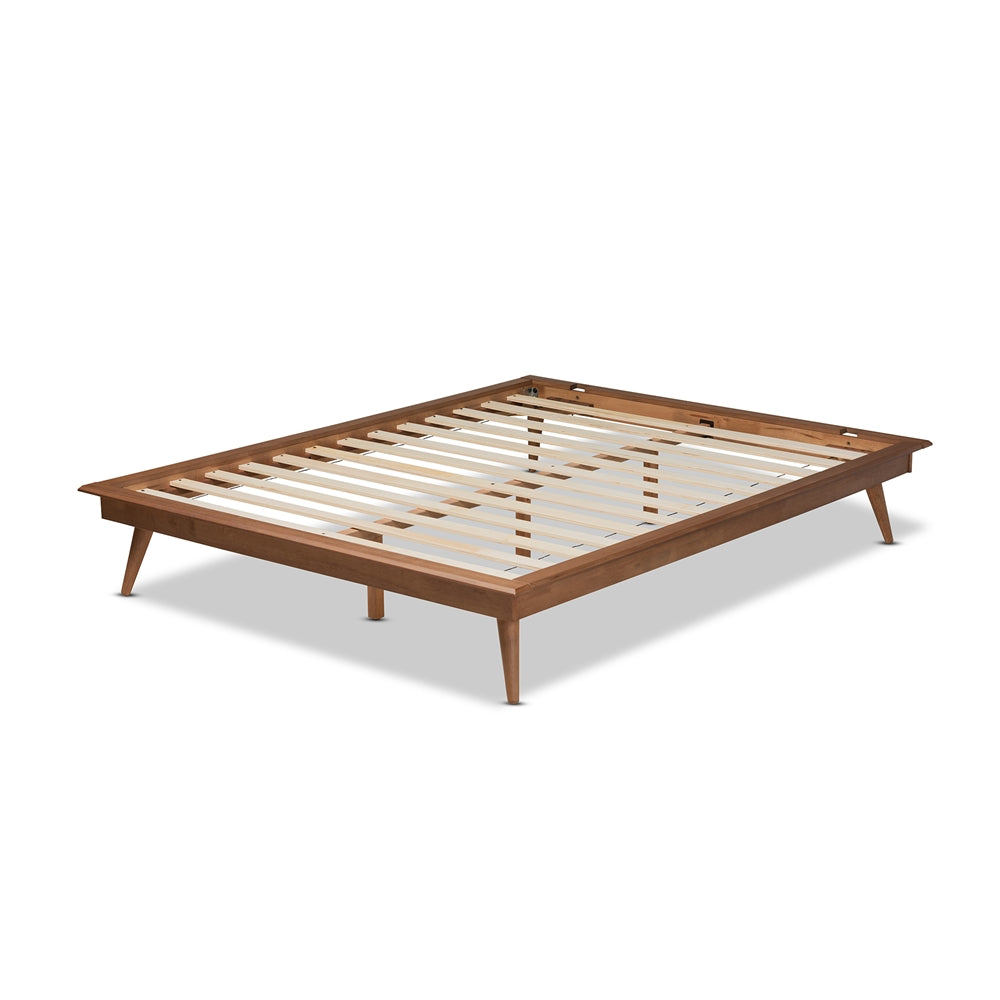 Baxton Studio Karine Mid-Century Modern Walnut Brown Finished Wood Queen Size Platform Bed Frame