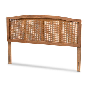 Baxton Studio Marieke Mid-Century Modern Finished Wood and Synthetic Rattan Headboard