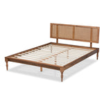 Load image into Gallery viewer, Baxton Studio Romy Vintage French Inspired Ash Finished Wood and Synthetic Rattan Platform Bed
