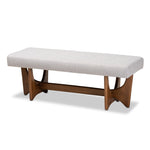 Load image into Gallery viewer, Baxton Studio Theo Mid-Century Modern Greyish Beige Fabric Upholstered Walnut Finished Bench
