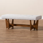 Load image into Gallery viewer, Baxton Studio Theo Mid-Century Modern Greyish Beige Fabric Upholstered Walnut Finished Bench
