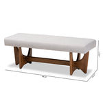 Load image into Gallery viewer, Baxton Studio Theo Mid-Century Modern Greyish Beige Fabric Upholstered Walnut Finished Bench
