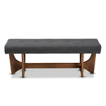 Load image into Gallery viewer, Baxton Studio Theo Mid-Century Modern Fabric Upholstered Walnut Finished Bench
