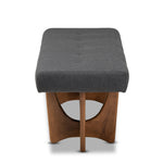 Load image into Gallery viewer, Baxton Studio Theo Mid-Century Modern Dark Grey Fabric Upholstered Walnut Finished Bench
