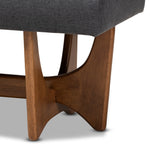 Load image into Gallery viewer, BAXTON STUDIO THEO MID-CENTURY MODERN DARK GREY FABRIC UPHOLSTERED WALNUT FINISHED BENCH
