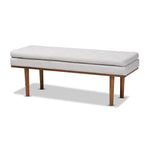 Load image into Gallery viewer, Baxton Studio Arne Mid-Century Modern Greyish Beige Fabric Upholstered Walnut Finished Bench
