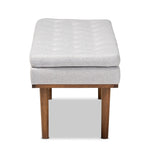 Load image into Gallery viewer, Baxton Studio Arne Mid-Century Modern Greyish Beige Fabric Upholstered Walnut Finished Bench
