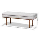 Load image into Gallery viewer, Baxton Studio Arne Mid-Century Modern Greyish Beige Fabric Upholstered Walnut Finished Bench
