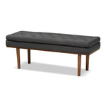 Load image into Gallery viewer, Baxton Studio Arne Mid-Century Modern Dark Grey Fabric Upholstered Walnut Finished Bench
