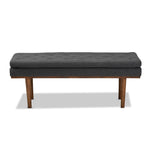 Load image into Gallery viewer, Baxton Studio Arne Mid-Century Modern Dark Grey Fabric Upholstered Walnut Finished Bench
