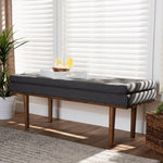 Load image into Gallery viewer, Baxton Studio Arne Mid-Century Modern Dark Grey Fabric Upholstered Walnut Finished Bench
