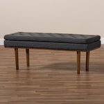 Load image into Gallery viewer, Baxton Studio Arne Mid-Century Modern Dark Grey Fabric Upholstered Walnut Finished Bench
