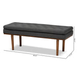 Load image into Gallery viewer, Baxton Studio Arne Mid-Century Modern Dark Grey Fabric Upholstered Walnut Finished Bench
