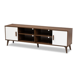 Baxton Studio Quinn Mid-Century Modern Two-Tone Finished 2-Door Wood TV Stand