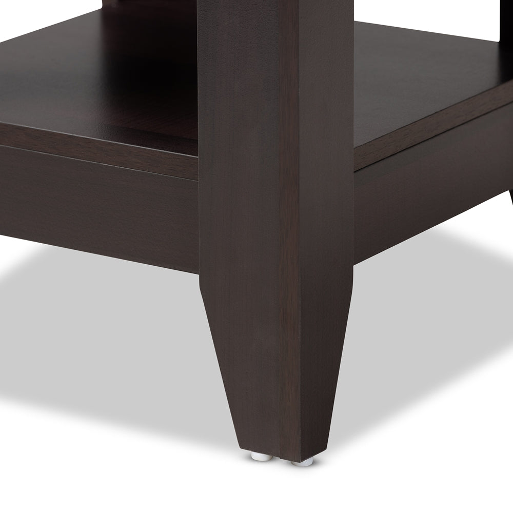 BAXTON STUDIO AUDRA MODERN AND CONTEMPORARY DARK BROWN FINISHED WOOD END TABLE