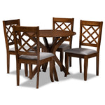 Load image into Gallery viewer, Baxton Studio Jana Modern And Contemporary Grey Fabric Upholstered And Walnut Brown Finished Wood 5-Piece Dining Set
