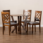 Load image into Gallery viewer, Baxton Studio Zoe Modern And Contemporary Grey Fabric Upholstered And Walnut Brown Finished Wood 5-Piece Dining Set
