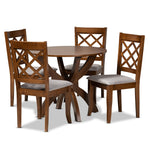 Load image into Gallery viewer, Baxton Studio Beth Modern And Contemporary Grey Fabric Upholstered And Walnut Brown Finished Wood 5-Piece Dining Set
