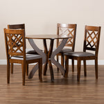 Load image into Gallery viewer, Baxton Studio Beth Modern And Contemporary Grey Fabric Upholstered And Walnut Brown Finished Wood 5-Piece Dining Set
