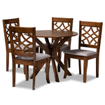 Load image into Gallery viewer, Baxton Studio Elena Modern And Contemporary Grey Fabric Upholstered And Walnut Brown Finished Wood 5-Piece Dining Set
