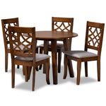 Load image into Gallery viewer, Baxton Studio Mya Modern And Contemporary Grey Fabric Upholstered And Walnut Brown Finished Wood 5-Piece Dining Set
