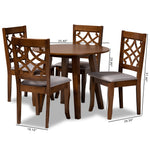 Load image into Gallery viewer, Baxton Studio Mya Modern And Contemporary Grey Fabric Upholstered And Walnut Brown Finished Wood 5-Piece Dining Set
