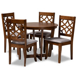 Load image into Gallery viewer, Baxton Studio Tricia Modern And Contemporary Grey Fabric Upholstered And Walnut Brown Finished Wood 5-Piece Dining Set
